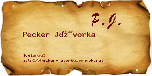 Pecker Jávorka névjegykártya